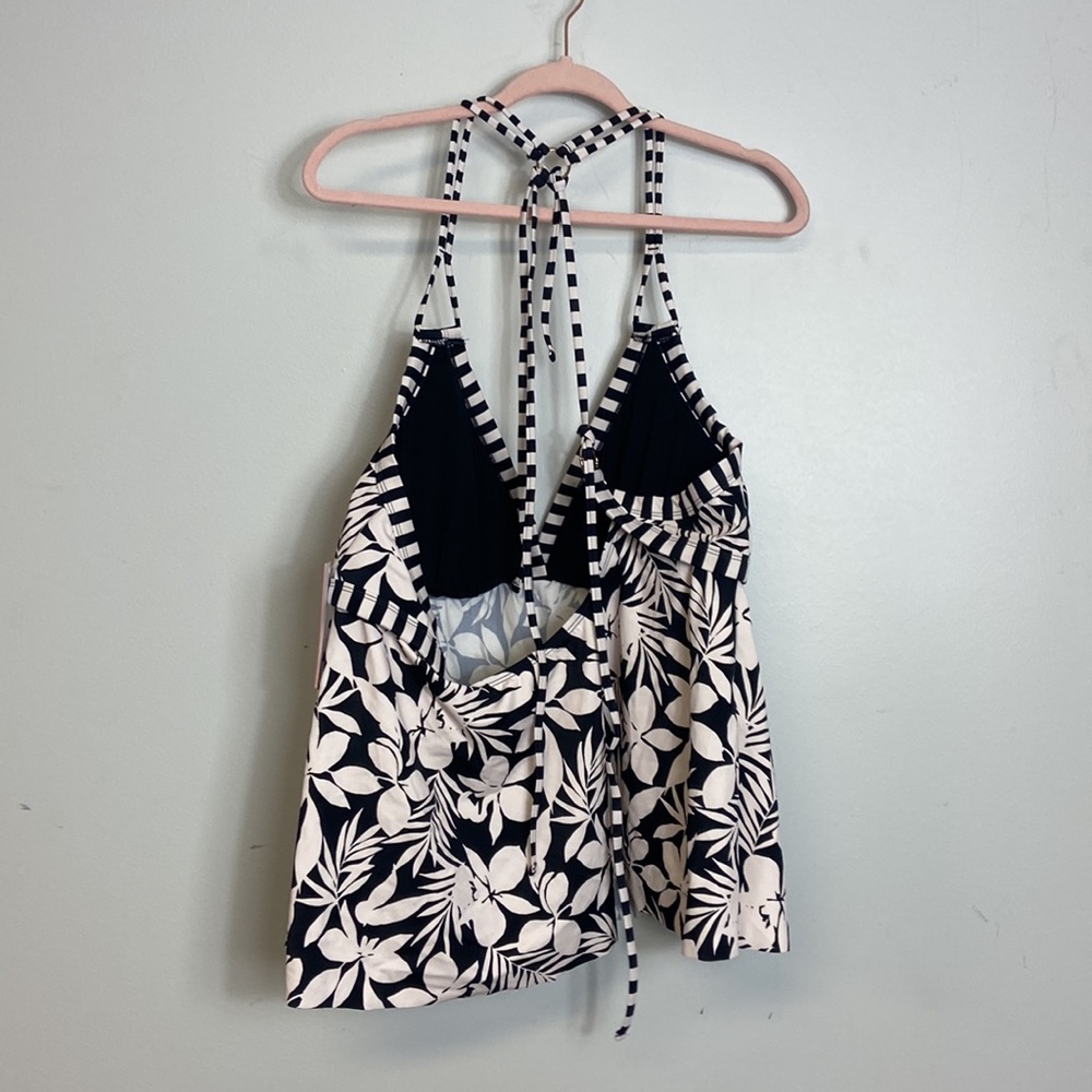 NWT Swim Suits For All  Women Size 22 Black & White Halter Tankini - Picture 2 of 7